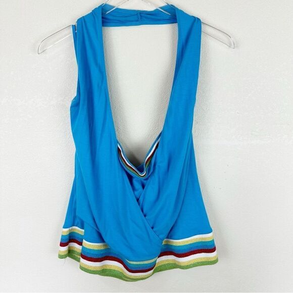 Torrid Blue 1X Halter Y2K Tank Top - Picture 2 of 8